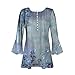 Womens Tops Dressy Casual V Neck Bell 3/4 Sleeve Pleated Loose Blouses Beach Vacation Fashion Spring Summer Tops