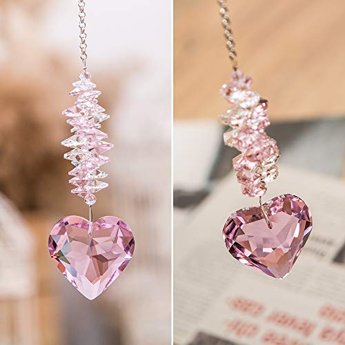 WEISIPU Sun Catcher Decor Window - Heart Crystal Ball Prism Pendant Mom Sun Catcher Hang for Window, Home Decor, (Pink)