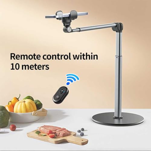 Image of yAyusi Vlogging Kit for iPhone /Android, 13.7 in Long Overhead Phone Mount, Microphone /Remote Control, Flexible Articulating Arm Phone Mount for Desk for Live Streaming, Meeting, Cooking, Filming