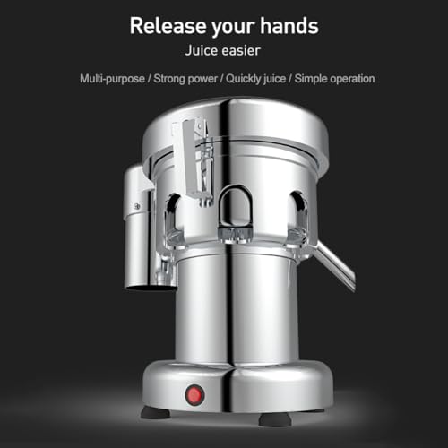Presse-Agrumes Professionnelle, centrifugeuse à Pression à Froid 370 W, Robuste, en Acier Inoxydable, idéale pour Les Bars à jus, Restaurants et hôtels. Vitesse : 4 300 TR/Min.