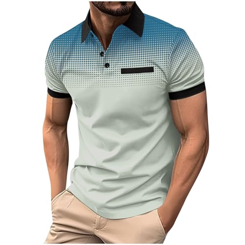 Men Polo Shirts for Men Short Sleeve Causal Summer Henley Shirt Big and Tall Golf Tshirt Pullover Gym Workout Tee Tops Prime Today only Light Blue 2X
