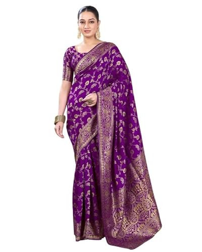 Image of Women's Kanjivaram Soft Silk Banarasi Saree With Blouse Piece | Banarasi Sari For Women | Saree with Blosepiece