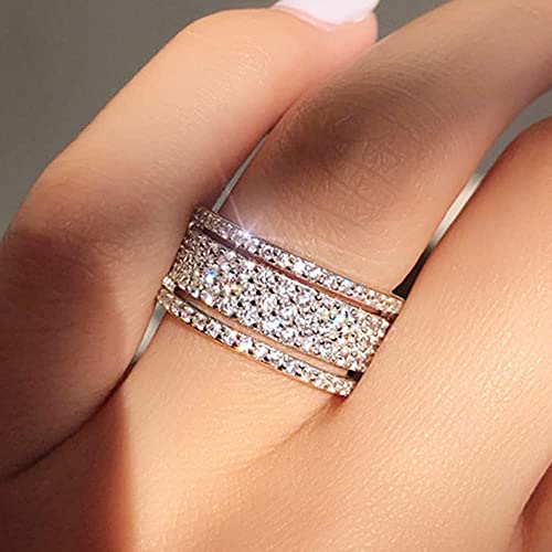 925 Sterling Silver Shiny Cubic Zirconia Eternity Engagement Wedding Band Wedding Rings Anniversary Eternity Bands 3 Band Width Rings CZ Crystal Engagement Bridal for Women2