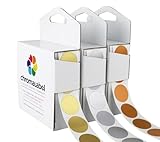 ChromaLabel 0.75 inch Metallic Color Code Dot Stickers, Assorted Gold, Silver, Bronze, 1000 Circle Labels per Dispenser Box