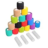 FengLe Self Adhesive Bandage Wrap, 16 Pack 2"x5yards Elastic Bandages, Breathable, Waterproof Athlet