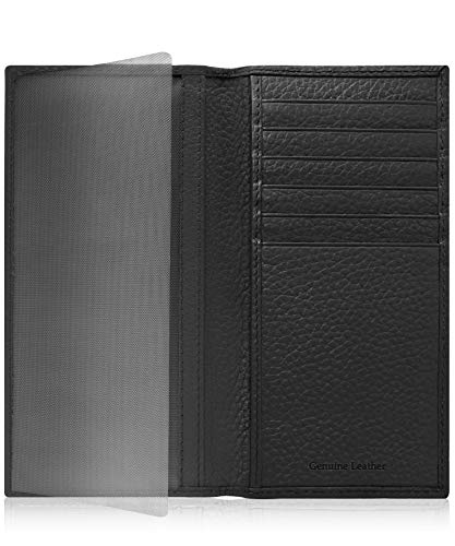 Access Denied Genuine Leather Checkbook Cover For Women & Men - Checkbook Holder For Duplicate Checks Card Wallet RFID