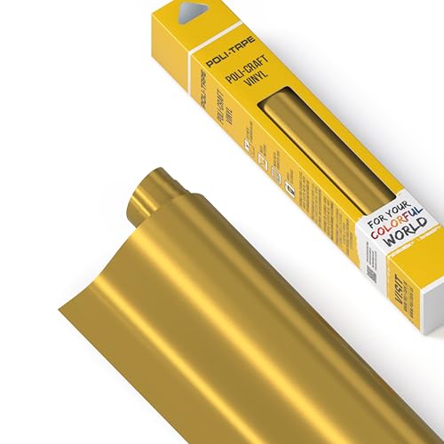 POLI-CRAFT Vinyl Klebefolie (REMOVABLE) - selbstklebende Plotterfolie für DIY-Projekte, Gold glänzend, 30,5 cm x 183 cm