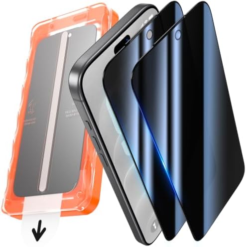 UniqueMe für iPhone 18 Pro für Panzerglas Sichtschutz - 2 Stück Schutzfolie | 20°Privacy Displayschutz, Automatische Installation Schutzglas, Bruchsicher Militärniveau Anti-Spy Fol