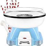 Gadgy Cotton Candy Machine – Candy Floss Maker for Home Use – Works with Sugar or Hard Candies – Retro Cotton Candy Maker for Kids’ Parties, Birthdays & Events – Blue
