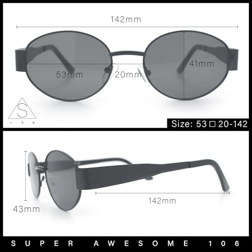 SA106 Classic 90s Oval Metal Rim Thick Mid Temple Fashion Sunglasses3