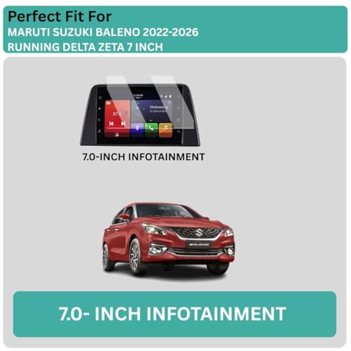Image of Wisely Pack 2 - Screen Guard for MARUTI SUZUKI BALENO (2022-26+) DELTA ZETA Car - 7 Inch Display Infotainment GPS System Cluster Protector - Stereo Accessories - Touch Responsive - HD Clear