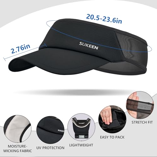 Image of Sukeen Sports Sun Visor Men Women Lightweight Portable Cooling Stretchy Visor Hat for Running, Golf, Daily Wear