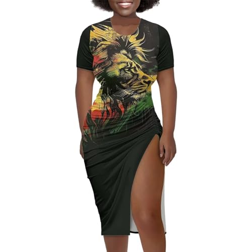 Image of Short Sleeve Dress for Women,Sexy Bodycon Dress,Plus Size Slit Dress,String Design s-4xl