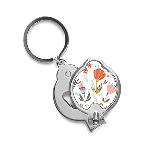 Cortador de uñas compacto con estampado de planta floral naranja 1