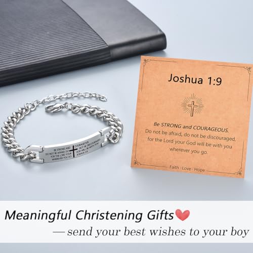 Pulsera de cruz de plata para bautizo y confirmación de niños y adolescentes con versículo 2