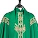 YOYEMAM Church Catholic Priest Chasubles Vestments, Robe Chasuble Mass Round Collar Robe with Stole Men (Green, Large)