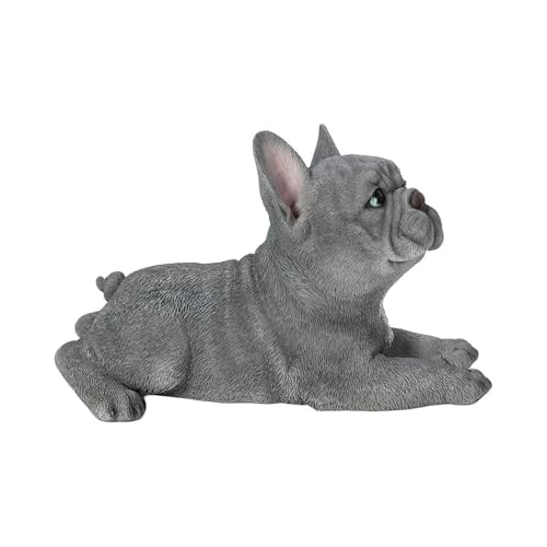 Estatua de Bulldog Francés Acostado en Resin Gris Azul miniatura 3