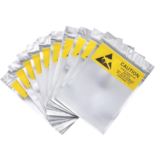Adanluxe 100 Stück 10,4 x 15,9 cm Premium wiederverschließbare antistatische Beutel mit Reißverschluss für Elektronikgeräte Zubehör Batterien, antistatische Beutel für 6,3 cm SSD HDD, ESD-Beutel