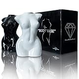 2 Pack Handcrafted Tall Female Body Ceramic Vases | Black and Cream Color | Modern Home Decor | Mini