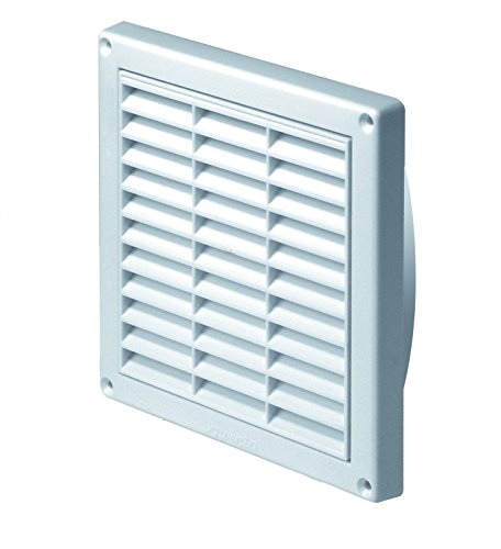 Armar Trading Ltd White Air Vent Grille 165Mm X 165Mm With Fly Screen/Mesh And 110Mm Round Duct Pipe Connection/Collar Ducting Ventilation Cover T11