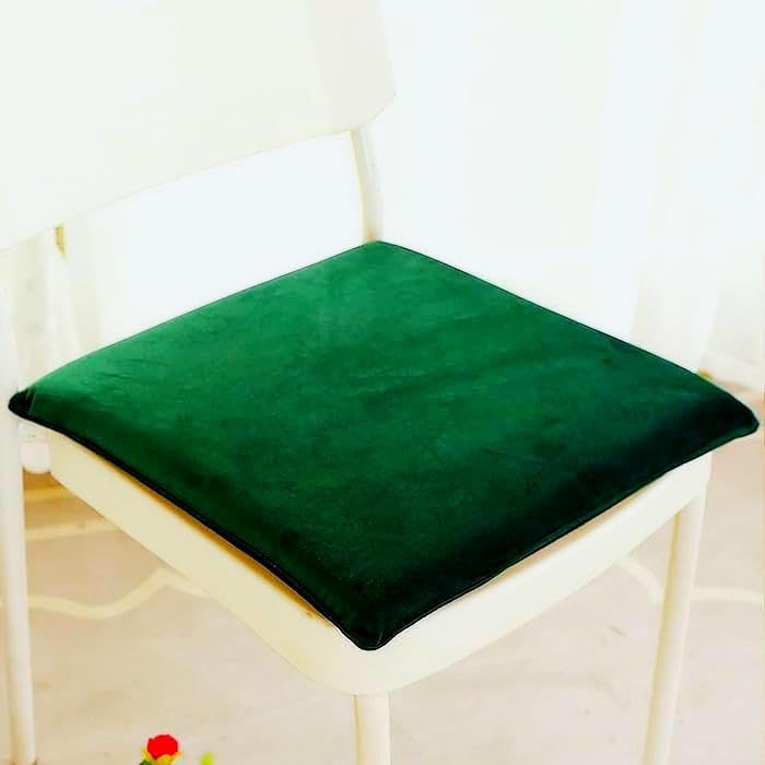 Remsy-4 Piece Luxury HR foam dining chair office chair floor square cushion Pad/car seat cushions soft & comfortable sitting (18x18x1.65 inch, Dark Green)