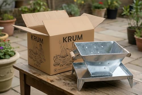 Image of KRUM 8 Inch Iron Hawan Kunda with Wooden Handle - Traditional Yagna Kunda for Pooja and Hawan, Perfect for Rituals and Spiritual Ceremonies