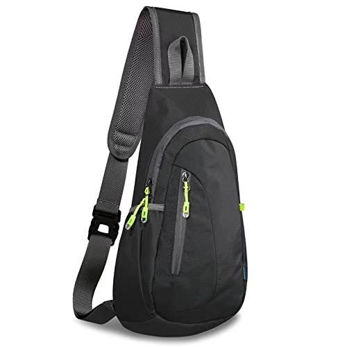 TITECOUGO Small Backpack Sling Bag for Men Women Shoulder Bags Gym Cross Body Running Rucksack Work Healthy Back Bag Chest Bags Crossbody Backpacks Daypack Camp Day Packs Sports Lightweight Black