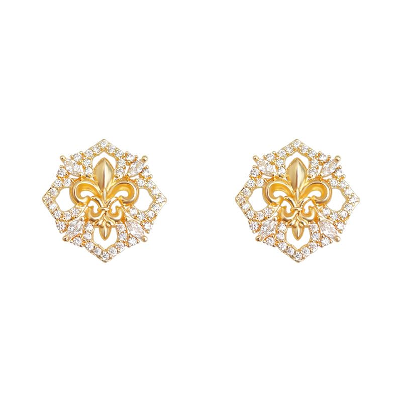 Boucles d'oreilles Fleur-de-Lys hypoallergéniques pour oreilles sensibles en or 14K