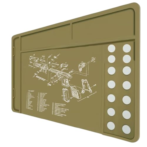 Silicone Gun Cleaning Mat Rifle Pistol Gun Mat with Magnetic Dots, Non-Slip Oil Resistant Kit Large for All Guns (Military Green)