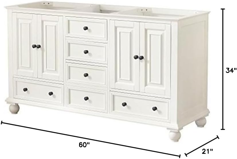 Thompson 60 in. Double Sink Vanity Only in French White finish