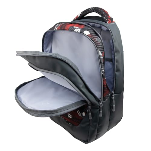 Image of F Gear Panya Grey Geometric Black Red 21L School Backpack|Three Spacious Compartment with Water bottle holder|Lightweight and durable|Comfortable to Carry|Stylish Backpack