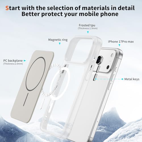 Coque iPhone 17 Pro Max MagSafe LEMAXELERS antichoc fine blanc