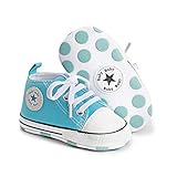 Babycute Babyschuhe aus Segeltuch, weiche Sohle, lässige Sneakers, Baby, Jungen, Mädchen, Lauflernschuhe, Schnürschuh, A1 Himmelblau, 12-18 Monate