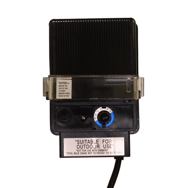 Alliance Outdoor Lighting TF150 150-Watt Multiple Tap Transformer, Low-Voltage Power Supply for Indoor or Outdoor Landscape Lighting Fixtures, Stainless Steel, Built-in Photocell and Timer