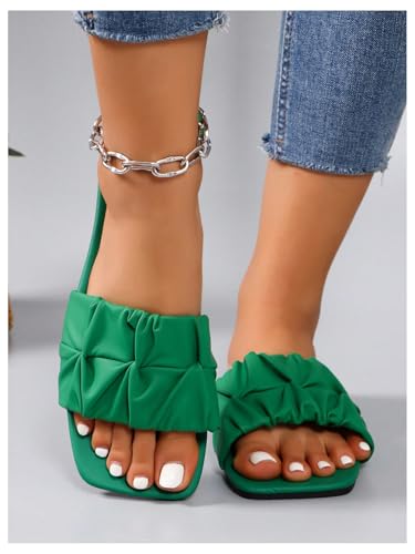 Image of GORGLITTER Women's Summer Cute Flat Sandals Dress Slide Sandals Square Toe Wedding Shoes Vacation Trendy Sandals 2026