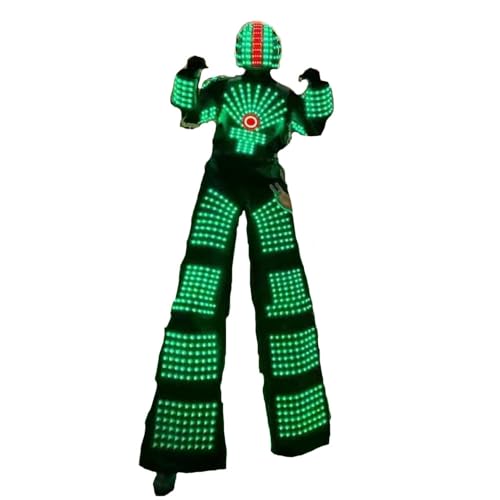Earthradius Pantalones de robot LED de piel plateada|(solo pantalones), Negro -, Large alto