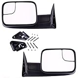 DEDC Dodge Tow Mirrors Dodge Ram 1500 2500 3500 Pair Manaul Folding With Support Brackets Set For 1994-2001 Dodge Ram 1500 2500 3500