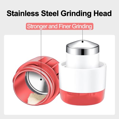 Image of DUBSTAR 3-in-1 Pill Crusher Pill Grinder, Pill Crusher Fine Powder with Brush, Pill Crushers for Elderly with Pill Cutter and Storage, Pill Cutter Splitter for Small or Large Pills (Red)