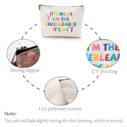 CREATCABIN Cheerleader Makeup Bag Canvas Cosmetic Bag Multi Purpose Pen Case Zipper Toiletry Travel Bag Case Purse Pouches Portable Survival Kit for Women Cheerleading Teammate Gifts 10x7Inch - Image 4