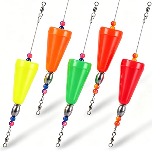 Popping Corks Floats, 5 Pack Fishing Bobbers Popping Cork Weighted Fishing Floats for Saltwater Freshwater Redfish Speckled Trout Sheepshead Flounder