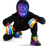 LED Mask & Glow Set with Gesture Sensing, Halloween Rechargeable Mask Light Up Gloves and Shoelaces for Adults, 59 Lighting Effects for Halloween Cosplay Parties