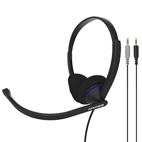 Koss CS200 Double-Sided On-Ear Communication Headset, Noise-Cancelling Electret Microphone, Flexible Microphone Arm, Wired
