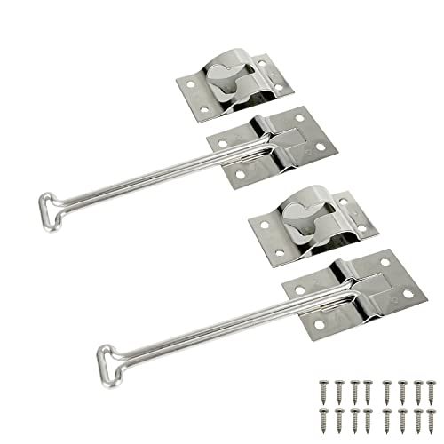 ESUDNT Rv Door Latch Trailer Door Latch 304 Stainless Steel Camper Door Latch Trailer Door Holder Rv Door Holder Rv Screen Door Latch 6 Inch Metal T-Style Door Holder For Cargo Trailer Truck (2 Pack)