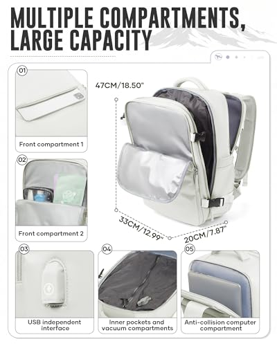 Image of Vacuum Backpack with Pump for Women Men, Compression Backpack for Travel, Vacpack for School Business Trip, Lightweight Airback Backpacks with Vacuum Seal, Carry On Bag for Airport( Beige Large)