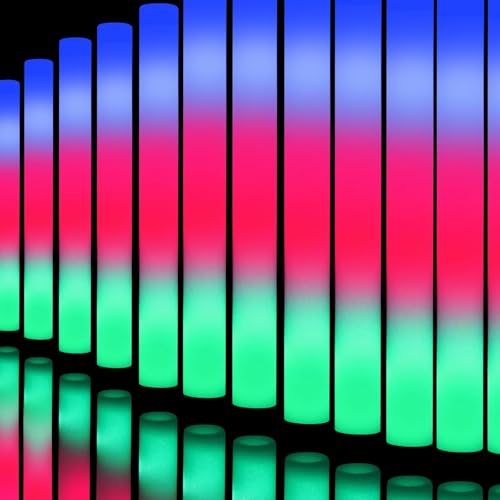 Easymaidi 56Pcs LED Foam Glow Sticks Foam Light up Sticks Glow Sticks Bulk with 3 Modes Flashing Glow in the Dark Party Supplies for Weddings Christmas Festival Birthday