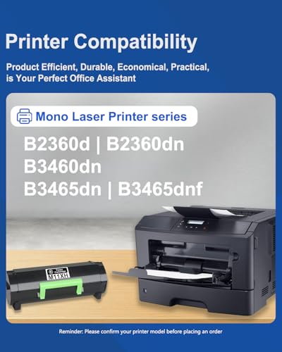 Image of B2360 M11XH High Yield Toner Cartridge Replacement for Dell B2360d /B2360dn /B3460dn /B3465dn /B3465dnf Laser Printers, 1-Pack, Black [8,500 Pages]