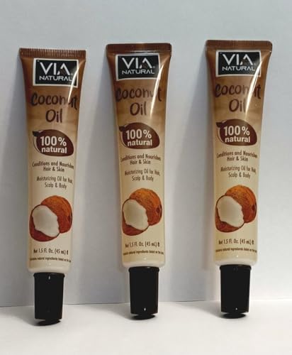 Via Natural Coconut Oil 100% naturel 1.5 FL. OZ pack of 3