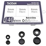TAODAN 140PCS 3mm 5mm 6mm Black Dust Screws Cover Set Plastic Shutter Screw Cover Hinge Screw Cover