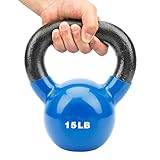 Neoprene Coated Kettlebells, Solid Cast Iron, 10, 15 Pounds, for Men and Women to Strength Training and Fitness