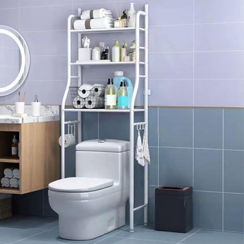 BonHaus Étagère de Toilettes à 3 Niveaux,Étagère WC en INOX,sans perçage,Étagère de Salle de Bain et léger et Stable,Meuble Toilette Moderne pour Salle de...